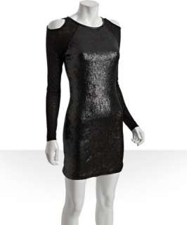 Cut25 black sequin cutout shoulder dress