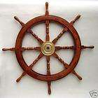 36 SHIP WHEEL WOODEN w/ BRASS HUB ~ BOAT WHEEL ~ NAUTICAL ~ MARINE 