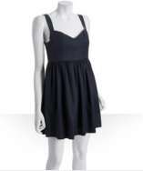 Outfit Ali Ro licorice navy sateen sweetheart tank dress with 
