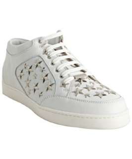 style #315131201 white leather Miami star studded lace up sneakers