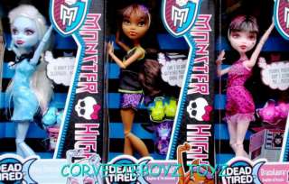 BRAND NEW MONSTER HIGH   WAVE 2 DEAD TIRED   SET OF ALL THREE   NEW 