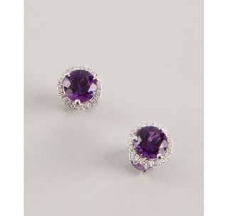 Armadani amethyst and diamond halo 6.5mm martini stud earrings