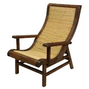  Curved Japanese Bamboo Sun Chair w/ Wood Frame Patio 