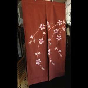  Japanese Noren, WE04126, sakura on purple, cotton, door way curtain 