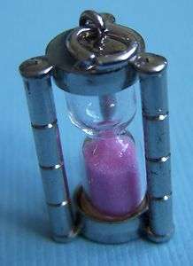 Vintage pink sand timer sand moves sterling charm  