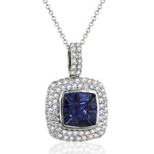   Jewelers 14k White Gold Diamond & Sapphire Pendant (1.29 TCW) Jewelry
