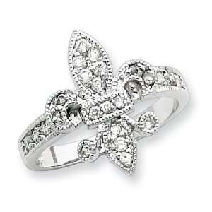  Sterling Silver CZ Fleur de lis Ring Size 8 Jewelry