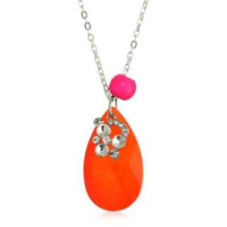 Lead Jewelry Neon Lead Crystal Orange Teardrop Necklace   designer 