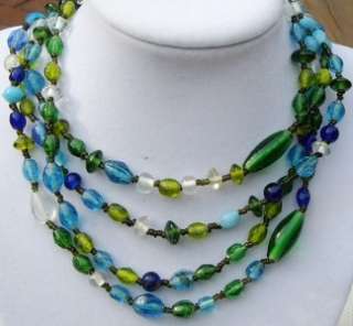 Vintage ART GLASS MULTI BEAD~60 Strand Necklace  