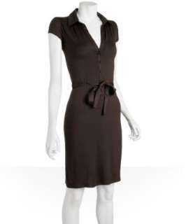 Design History brown jersey button front dress  