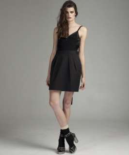 Dolce & Gabbana black stretch cotton twill pleated skirt