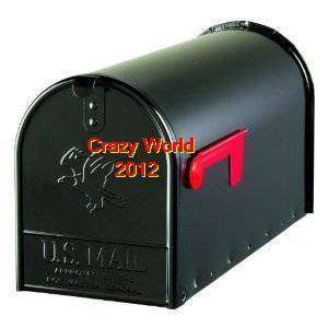 New Large Premium Steel Rural Mailbox Black  