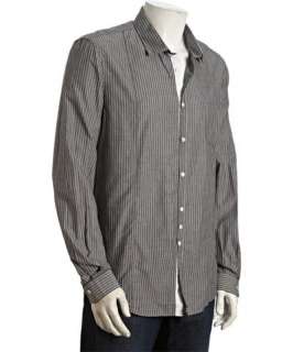 John Varvatos charcoal stripe cotton silk button front shirt