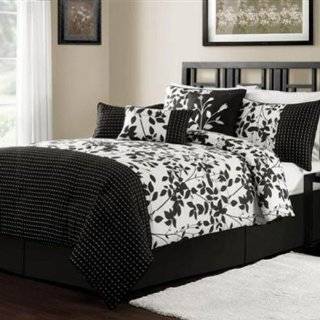 Shadow Vine Black & White 7 Piece King Comforter Bed In A Bag Set