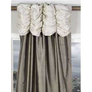 Ruched Valance Curtains Pearl White Header Silver Grey Silk  