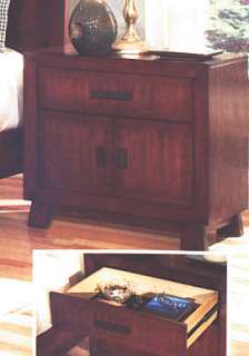 Cherry Art Deco Nightstand Bedside Table w/ Cabinet  