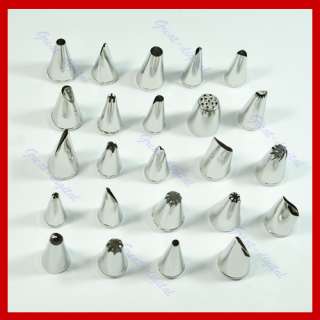 24 Icing Nozzles Pastry Tips Cake Decorating Sugarcraft  