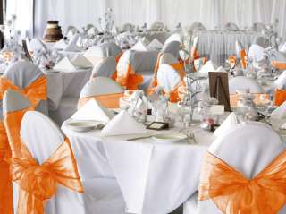 Orange Organza Chair Cover Sash Bow Wedding Party NEW  