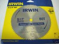 Irwin 5 3/8 x 80T Plywood OSB Veneer Saw Blade #11800  