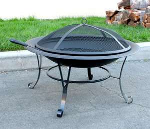 New 28 Outdoor Patio Backyard Portable Round Steel Fire Pit Free Lift 