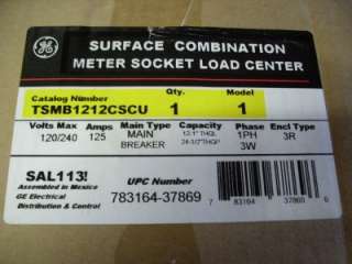 GE TSMB1212CSCU 125 Amp Surface Combination Meter Socket Load Center 