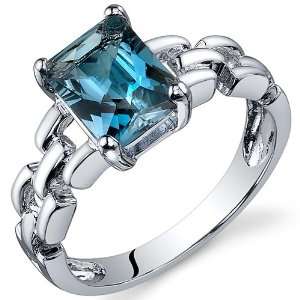  Chain Link Design 1.75 carats London Blue Topaz Engagement Ring 
