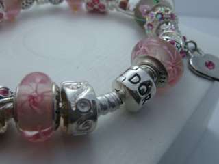 Authentic Pandora Silver Bracelet w Beads & Charms Mother day Gift 
