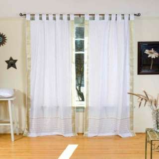 Indo White Tab Top Sari Sheer Curtain Drape Panel 84  