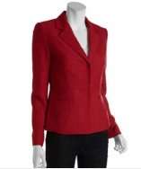 Tahari spice red notched collar concealed snap