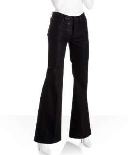 for All Mankind black lightweight shiny Ginger wide leg jeans 