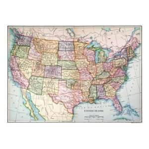  Map United States, 1905 Giclee Poster Print