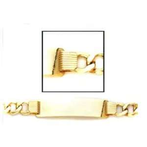  Mens 14k Yellow Gold Figaro ID Bracelet 8 1/2 Jewelry