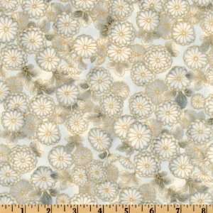   Kyoto Pom Pom Mums Silver Fabric By The Yard Arts, Crafts & Sewing