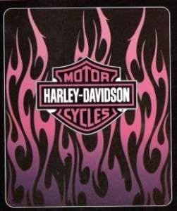   Davidson Motorcycle Pink Flames Soft Fleece Throw/Blanket 50x60  