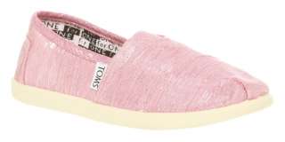 Kids Toms Youth Classics Pink Sparkle Slip On Shoes  