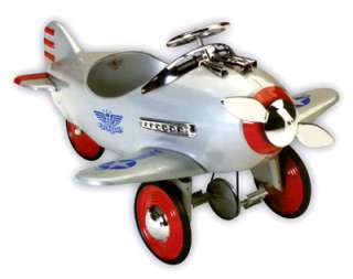 NEW Kids RIDE ON Silver Pursuit PEDAL PLANE Car Toy WWII  