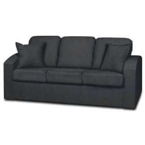 Mission Black Faux Leather Bay Couch 