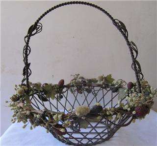 Vintage Brown (Rustic) Metal Basket Berries Rare  