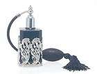 black glass perfume atomiser with entwined flowers complete with 
