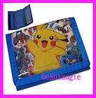 pokemon pikachu blue nylon short wallet coin purse bag $