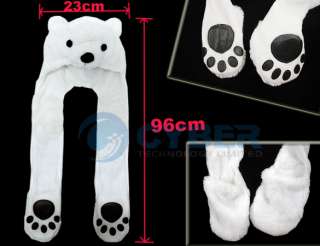 New Polar Bear Mascot Fancy Costume Mask Hat Cap&Gloves  