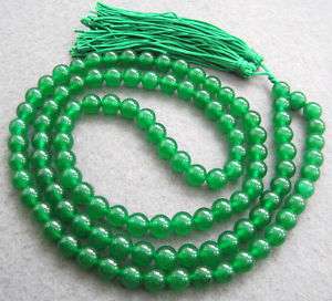 108 Green Jade Beads Tibet Buddhist Prayer Mala Necklac  