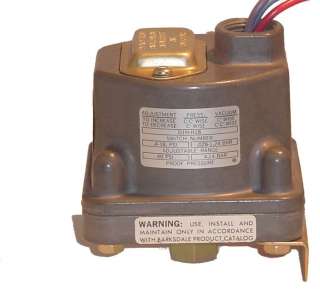 Barksdale (Delaval) Pressure/Vacuum Switch #D1T H18  
