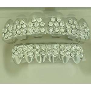  Grillz Iced out Hip Hop top and bottom mouth grillz set 