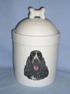 Black Cocker Spaniel Dog Porcelain Treat Jar Decal 8 IN  