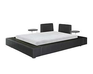 Modern Contemporary Pacific Platform Echo Leather Bed /w 2 Headboards 