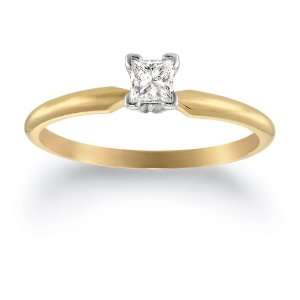 10k Yellow Gold Princess Cut Solitaire Diamond Engagement Ring (1/4 ct 
