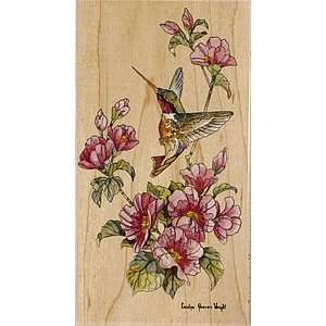    Red Throated Hummingbird Wood Mounted Rubber Stamp