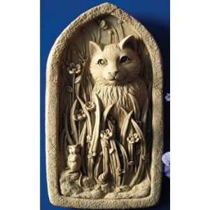  Carruth Studios Cast Stone Indoor Outdoor Plaque Sculpture, Cat 