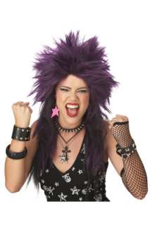 Rock and Roll Punk Halloween Costume Wig Purple/Black  